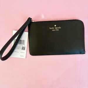 Kate Spade Black L-Zip Wristlet NWT